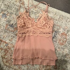 pink lace top